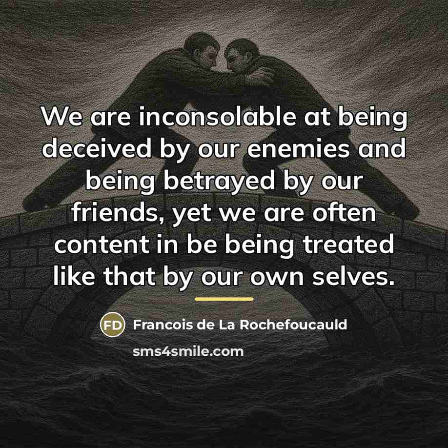 “We are inconsolable at being deceived by our enemies and…” quote by Francois de La Rochefoucauld