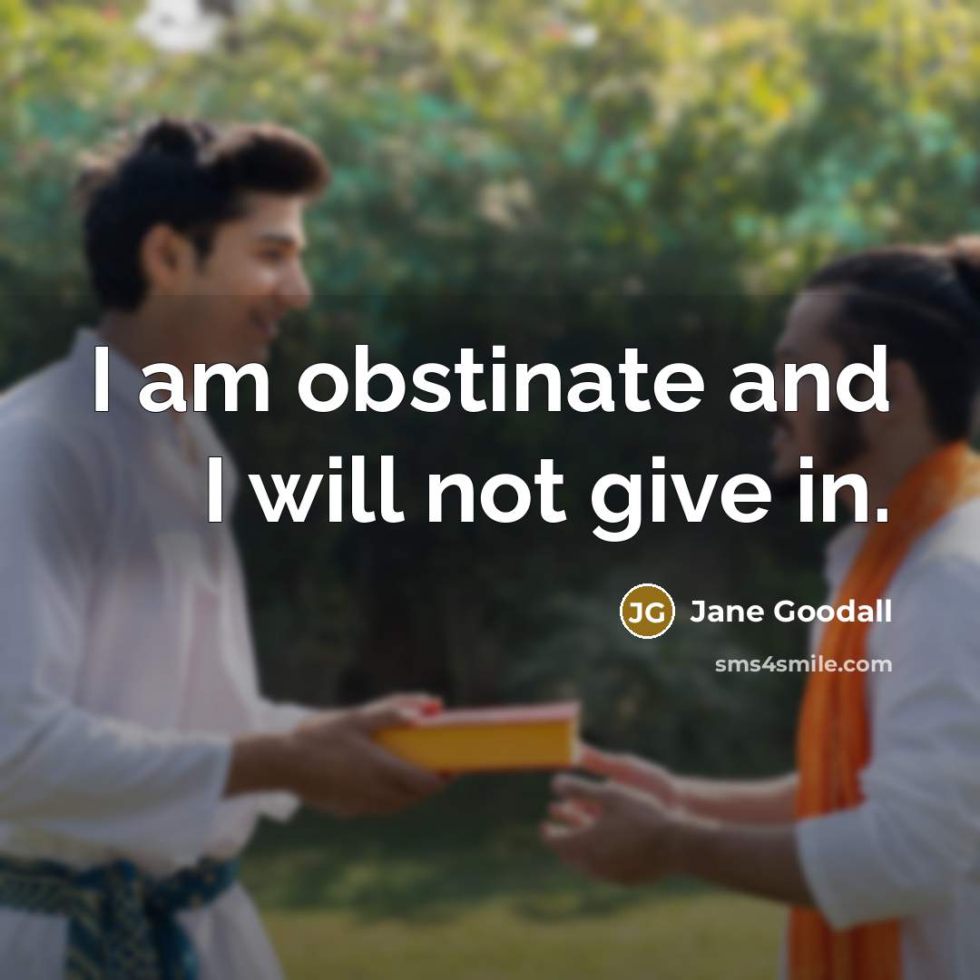 “I am obstinate and I will not give in.…” quote by Jane Goodall