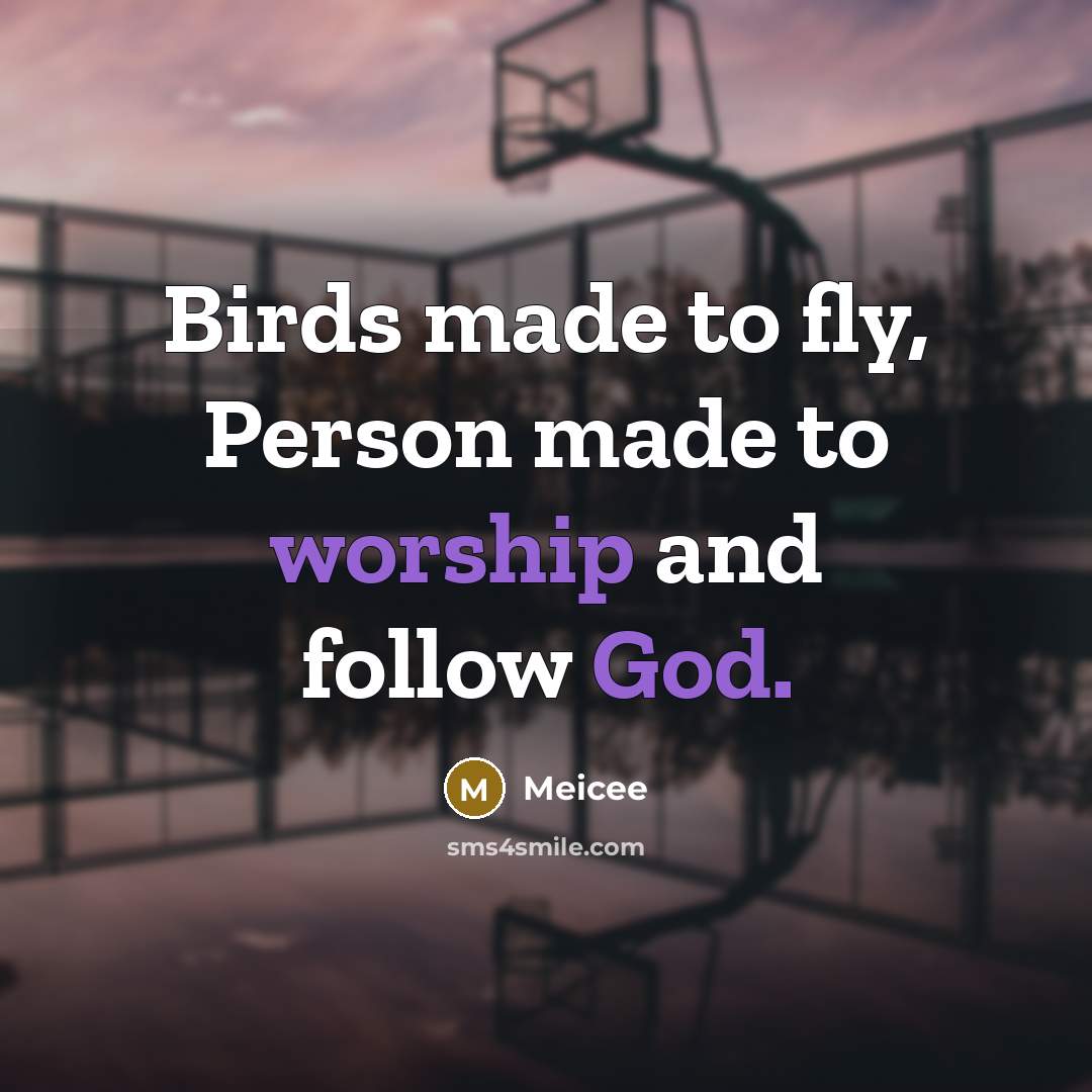 “Birds made to fly, Person made to worship and follow God.” quote by Meicee