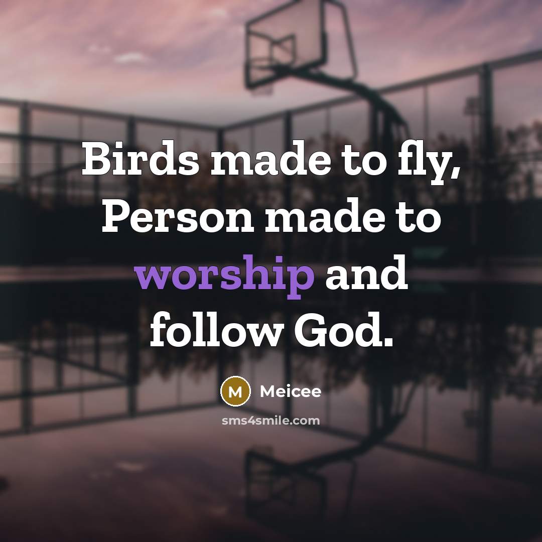 “Birds made to fly, Person made to worship and follow God.” quote by Meicee