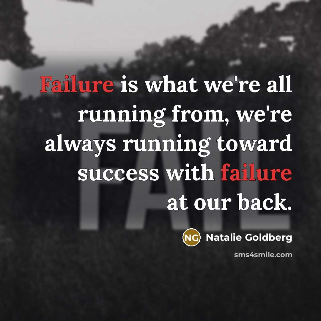 “Failure is what we're all running from, we're always running…” quote by Natalie Goldberg