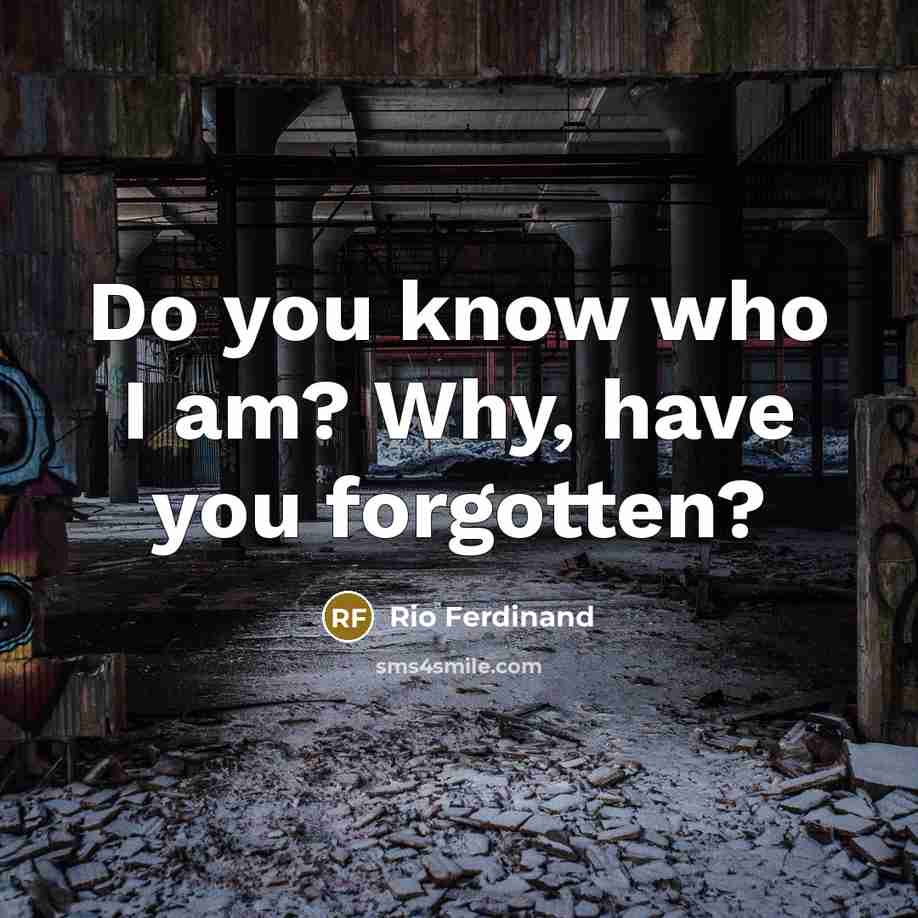 “Do you know who I am? Why, have you forgotten?…” quote by Rio Ferdinand