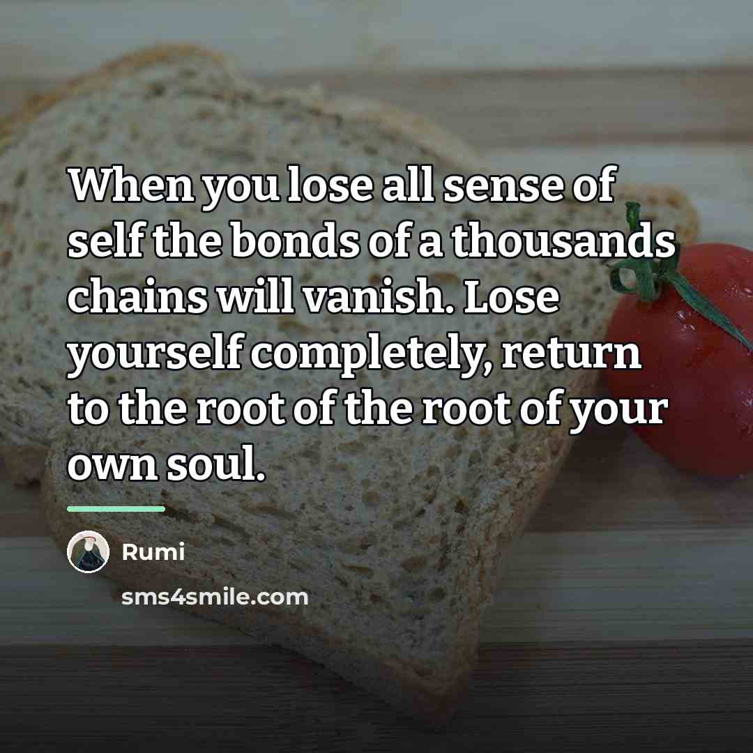 “When you lose all sense of self the bonds of…” quote by Rumi