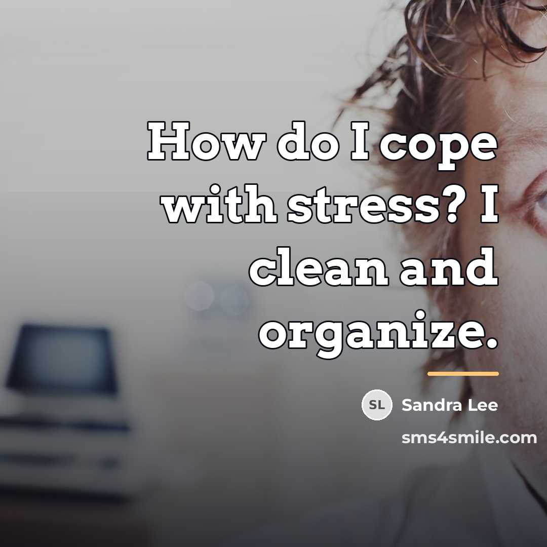 “How do I cope with stress? I clean and organize.…” quote by Sandra Lee