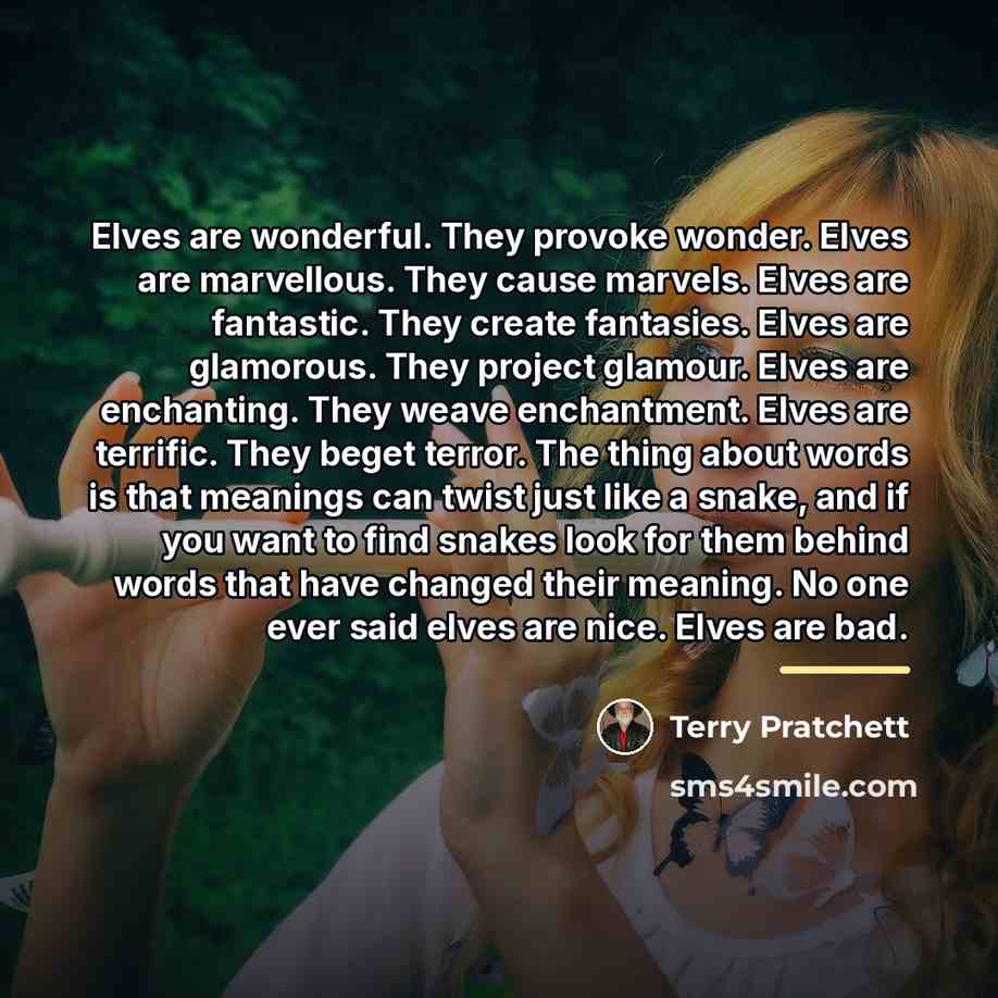 “Elves are wonderful. They provoke wonder. Elves are marvellous. They…” quote by Terry Pratchett
