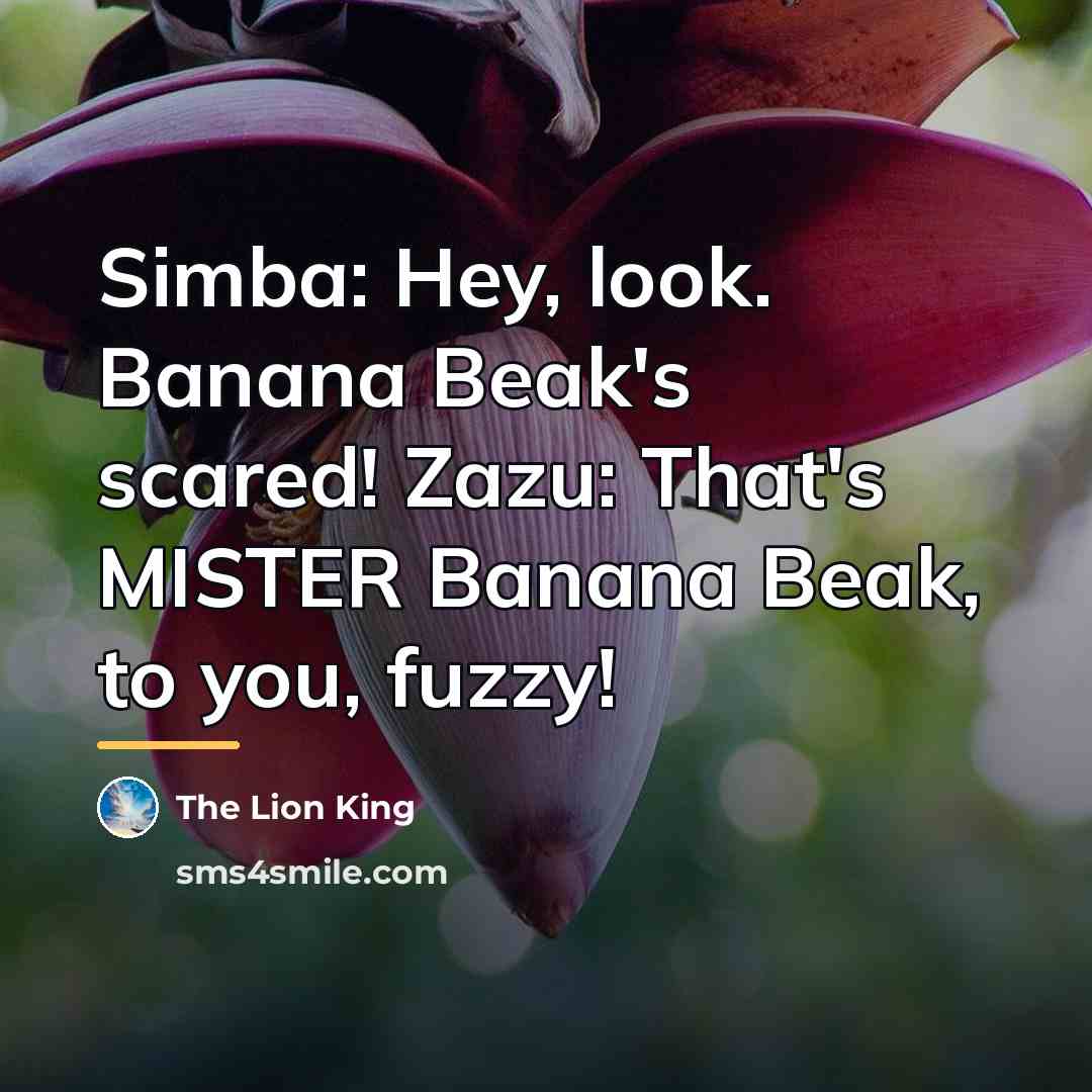 “Simba: Hey, look. Banana Beak's scared! Zazu: That's MISTER Banana…” quote by The Lion King