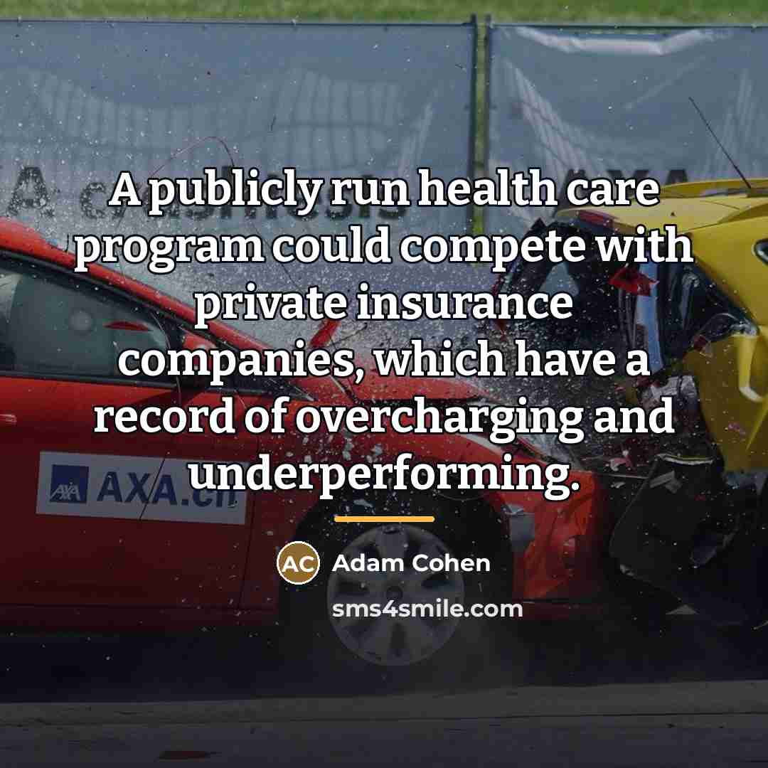 “A publicly run health care program could compete with private…” quote by Adam Cohen