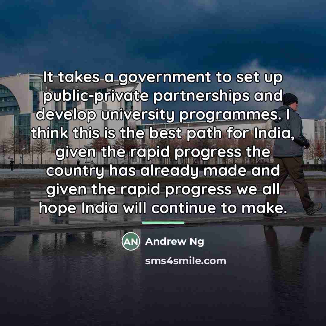 “It takes a government to set up public-private partnerships and…” quote by Andrew Ng