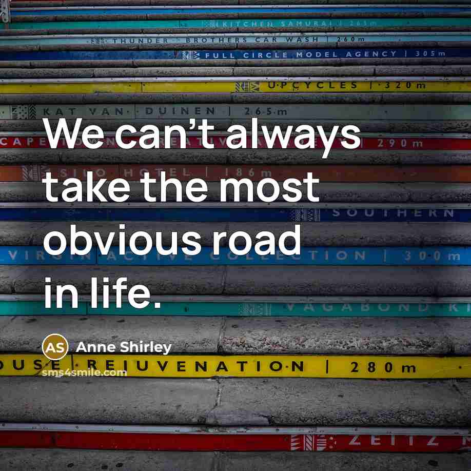 “We can't always take the most obvious road in life.…” quote by Anne Shirley