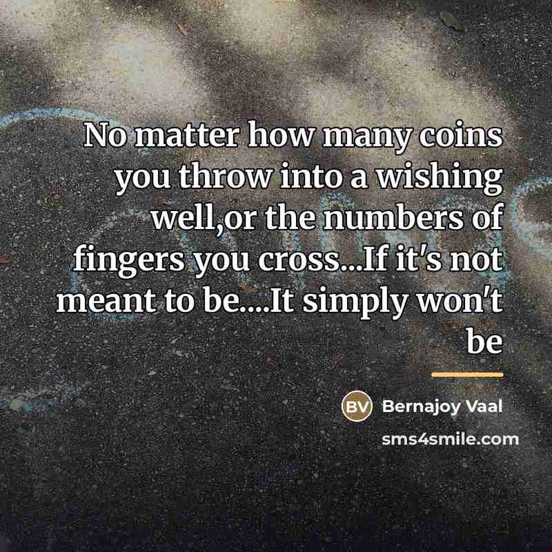 “No matter how many coins you throw into a wishing…” quote by Bernajoy Vaal