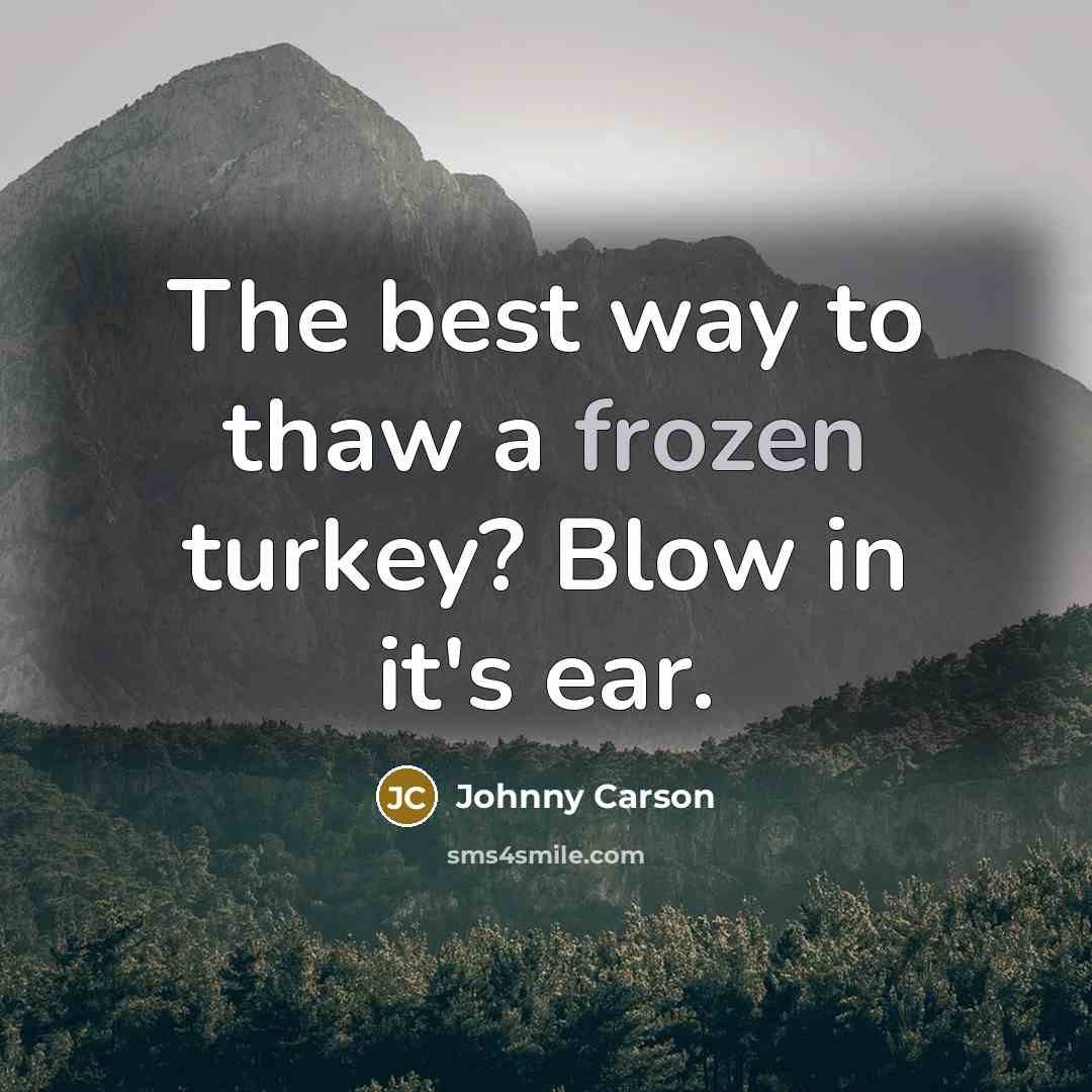 “The best way to thaw a frozen turkey? Blow in…” quote by Johnny Carson