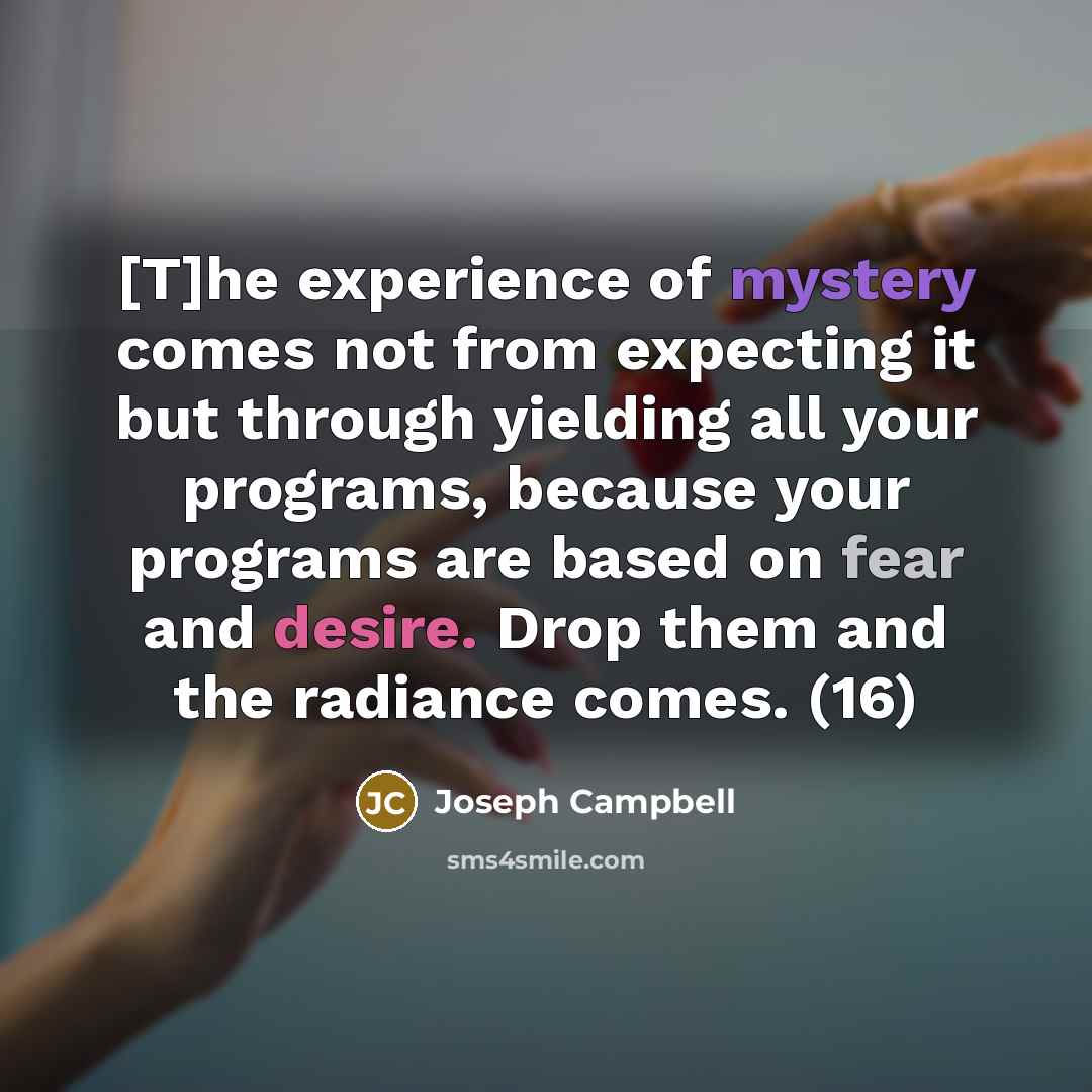“[T]he experience of mystery comes not from expecting it but…” quote by Joseph Campbell