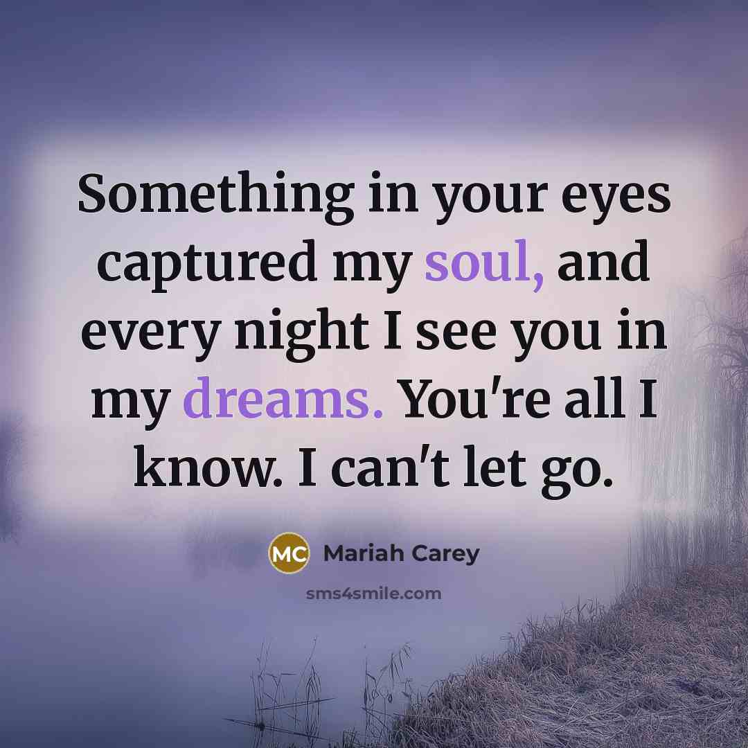 “Something in your eyes captured my soul, and every night…” quote by Mariah Carey