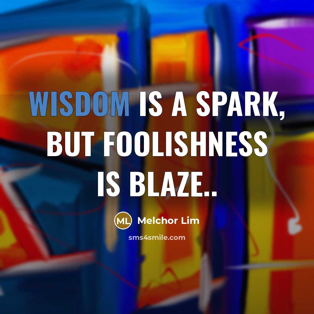 “Wisdom is a spark, but foolishness is blaze..…” quote by Melchor Lim