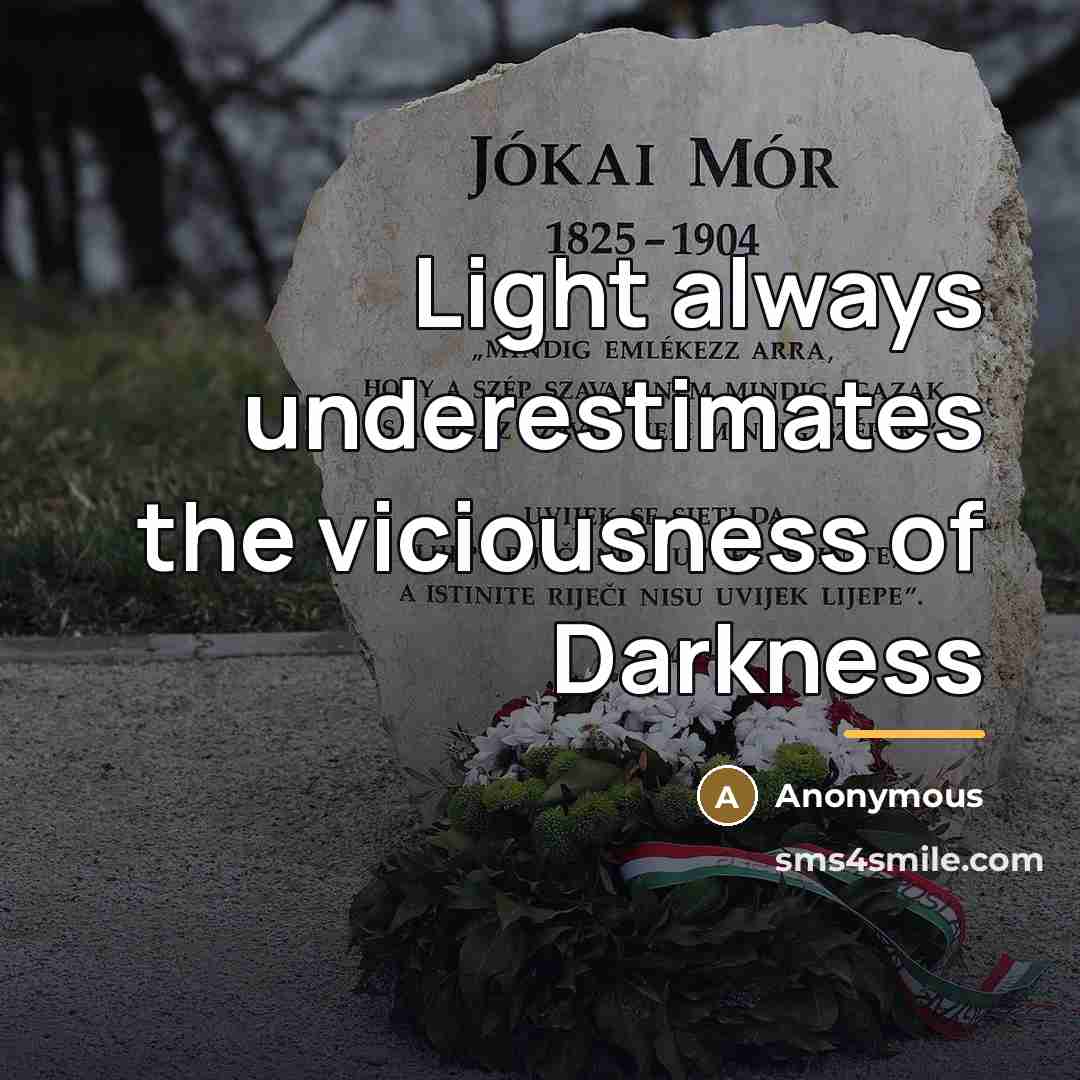 “Light always underestimates the viciousness of Darkness…” quote by Anonymous
