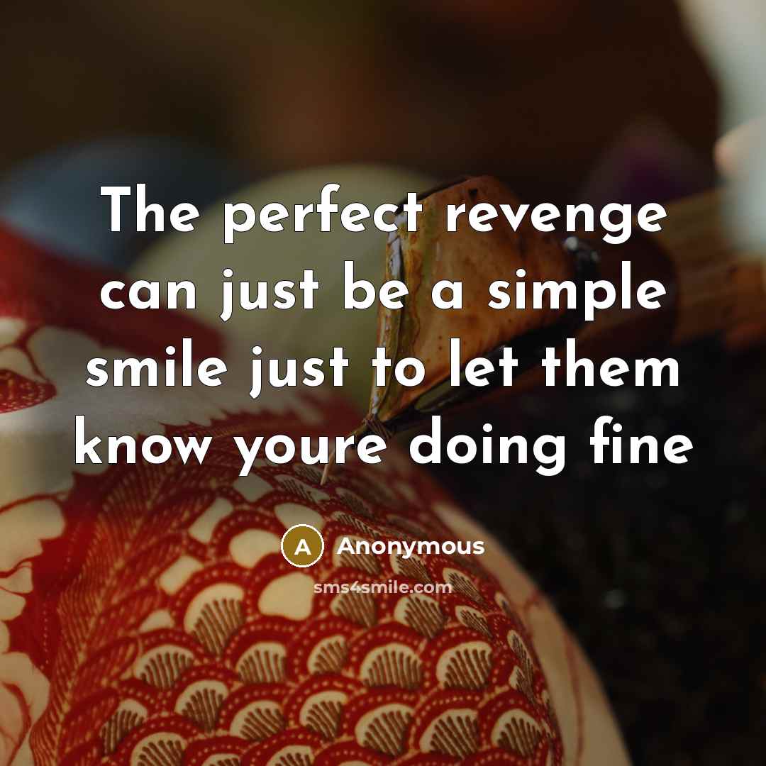 “The perfect revenge can just be a simple smile just…” quote by Anonymous