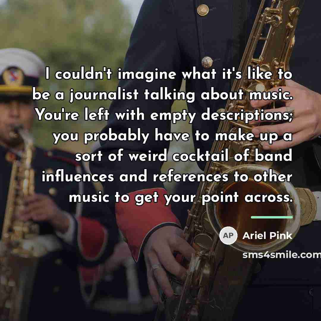 “I couldn't imagine what it's like to be a journalist…” quote by Ariel Pink