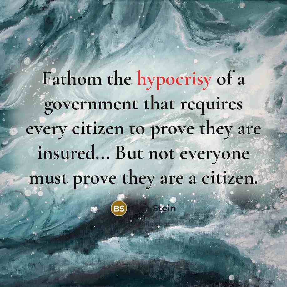 “Fathom the hypocrisy of a government that requires every citizen…” quote by Ben Stein