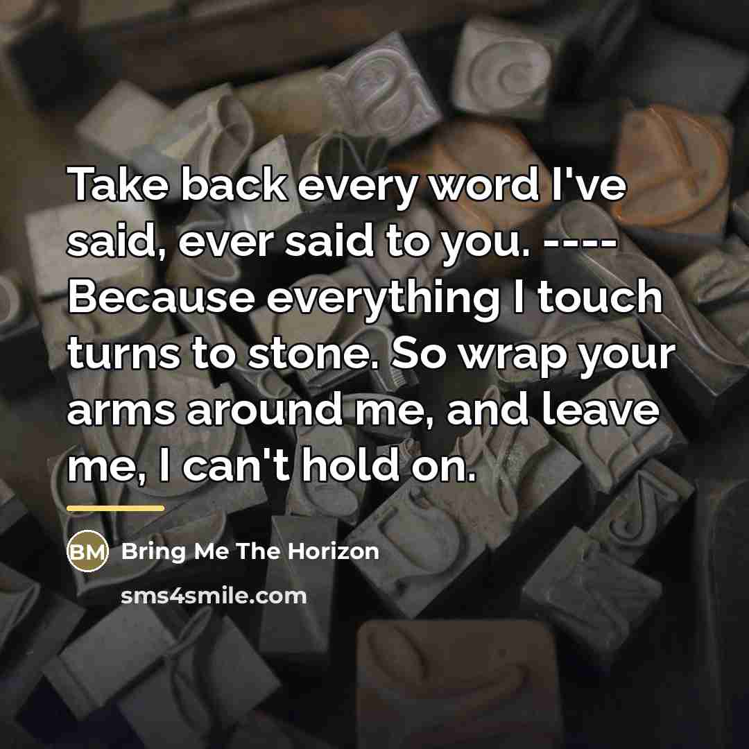 “Take back every word I've said, ever said to you.…” quote by Bring Me The Horizon