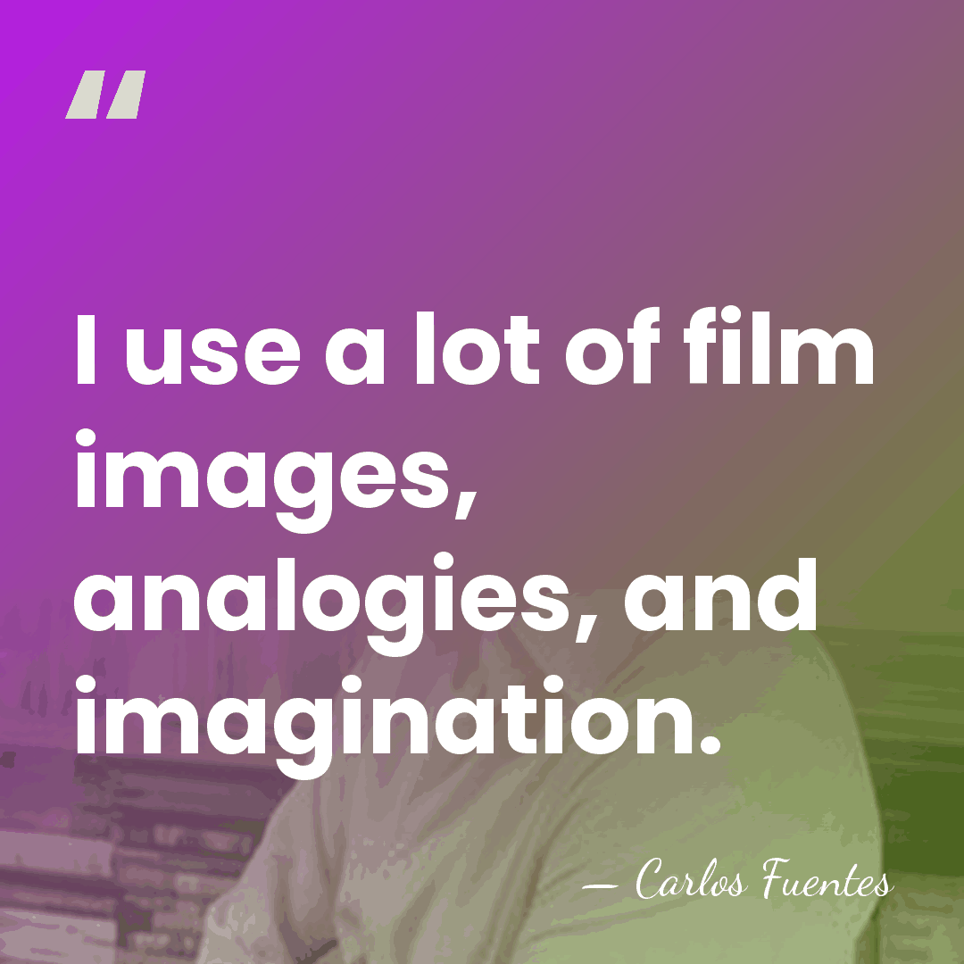 I use a lot of film images, analogies, and imagination. - Carlos Fuentes