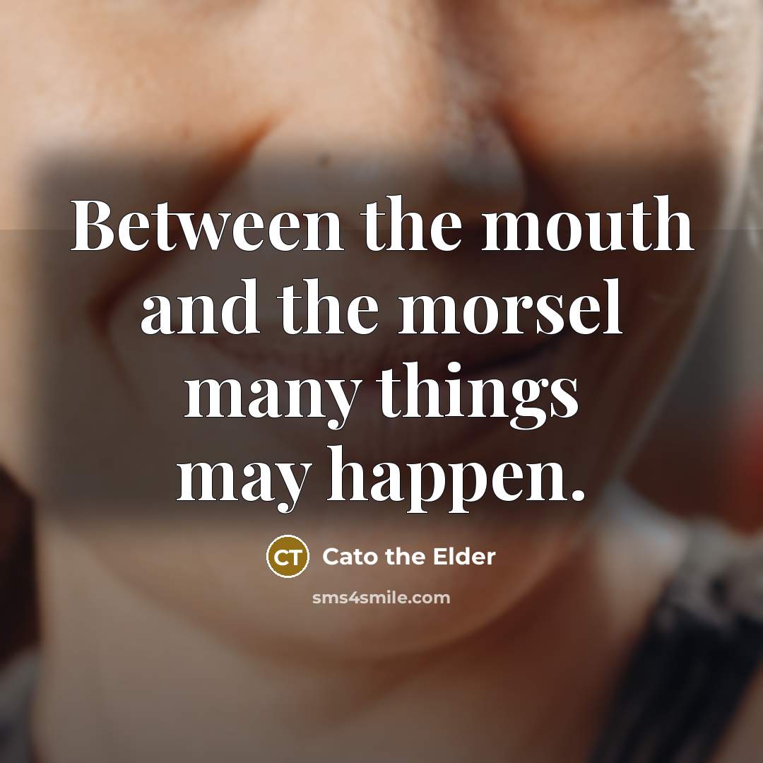 “Between the mouth and the morsel many things may happen.…” quote by Cato the Elder