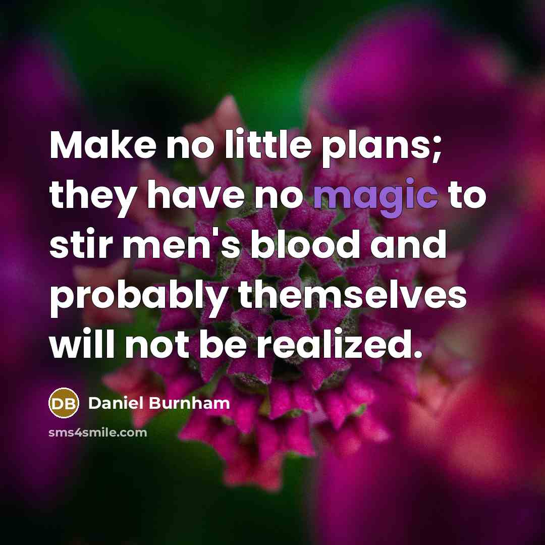 “Make no little plans; they have no magic to stir…” quote by Daniel Burnham