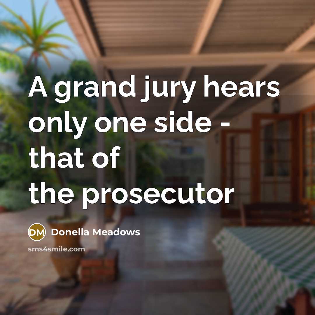 “A grand jury hears only one side - that of…” quote by Donella Meadows
