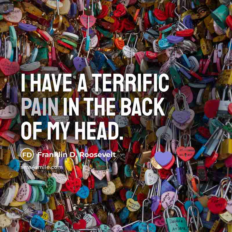 “I have a terrific pain in the back of my…” quote by Franklin D. Roosevelt