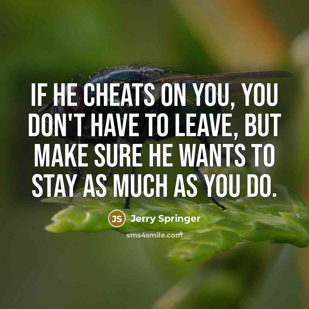 “If he cheats on you, you don't have to leave,…” quote by Jerry Springer