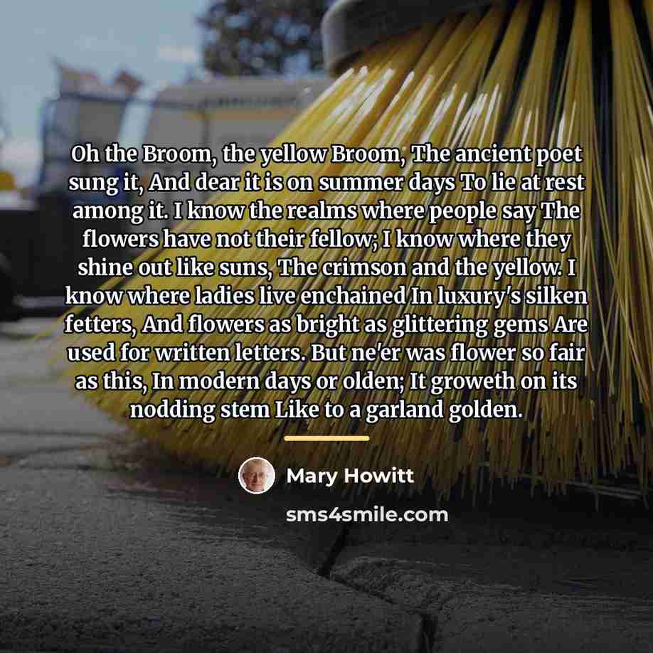 “Oh the Broom, the yellow Broom, The ancient poet sung…” quote by Mary Howitt