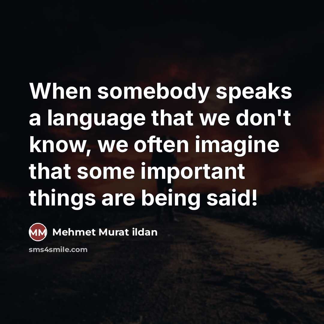 “When somebody speaks a language that we don't know, we…” quote by Mehmet Murat Ildan