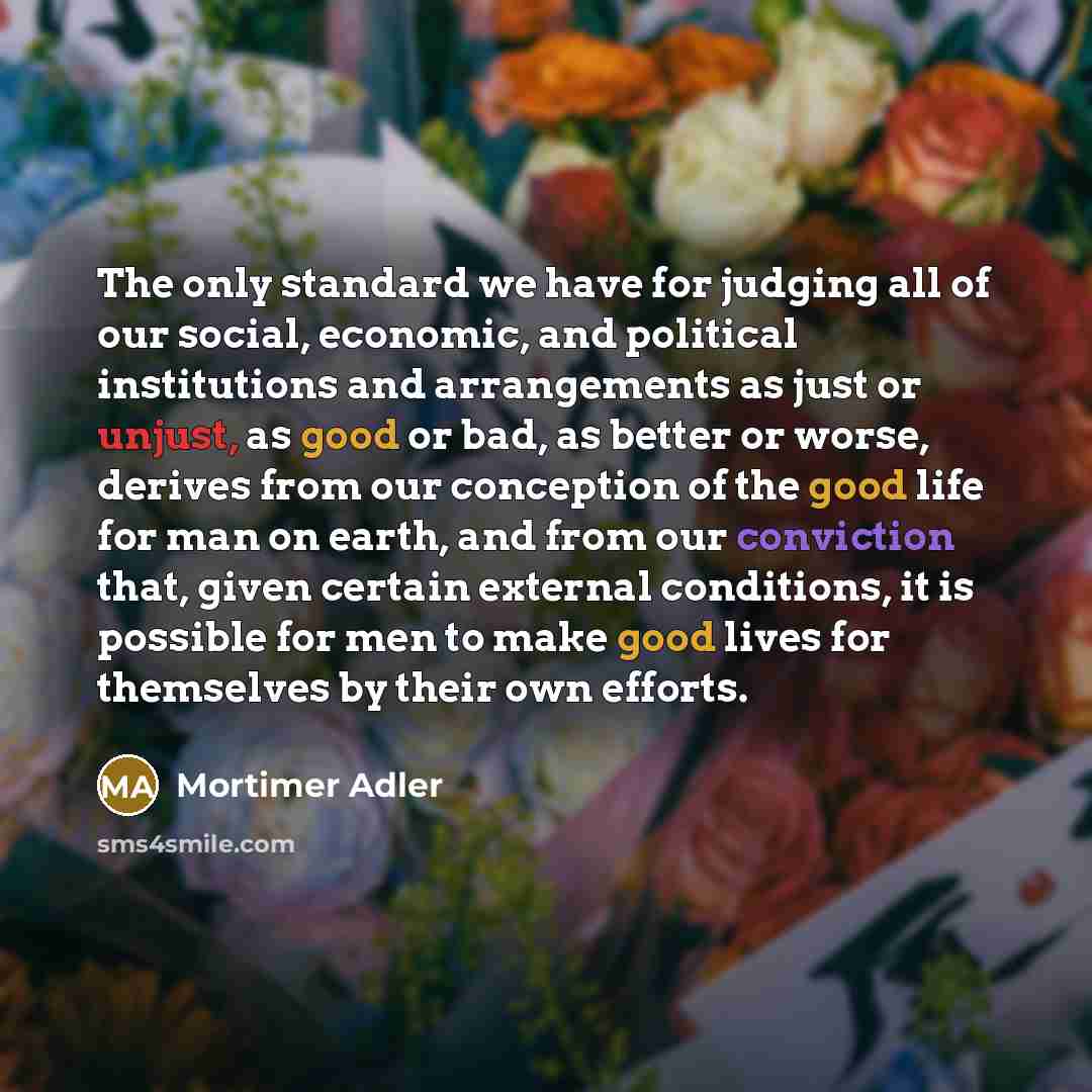 “The only standard we have for judging all of our…” quote by Mortimer Adler