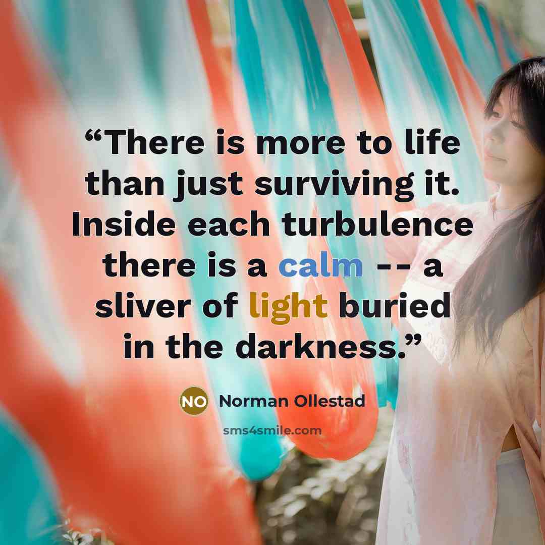 “There is more to life than just surviving it. Inside each turbulence there is a calm -- a sliver of light buried in the darkness.” quote by Norman Ollestad