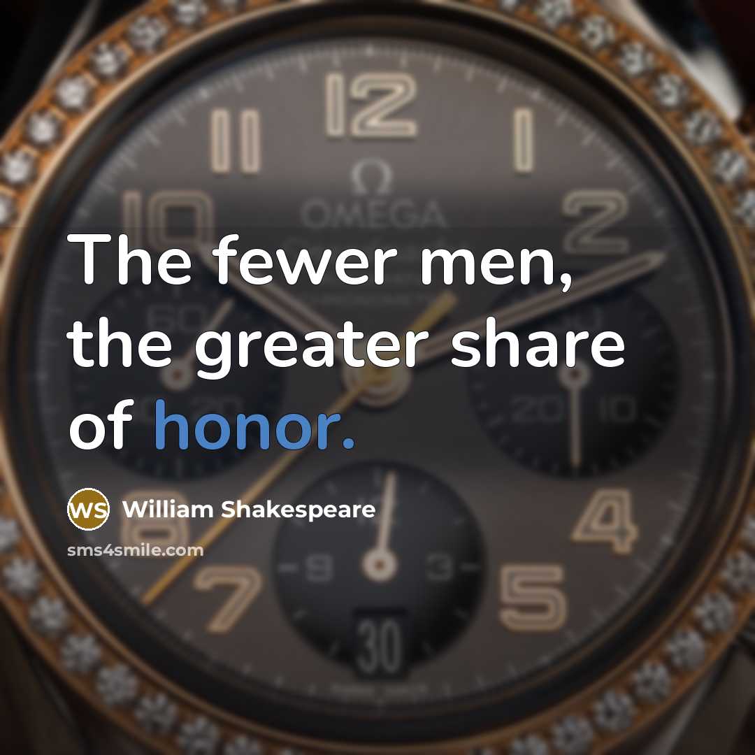 “The fewer men, the greater share of honor.…” quote by William Shakespeare