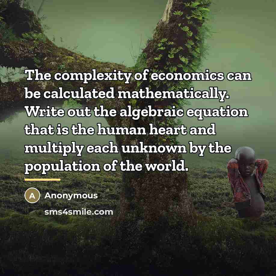 “The complexity of economics can be calculated mathematically. Write out…” quote by Anonymous