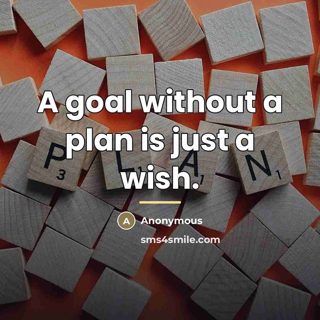 “A goal without a plan is just a wish.…” quote by Anonymous