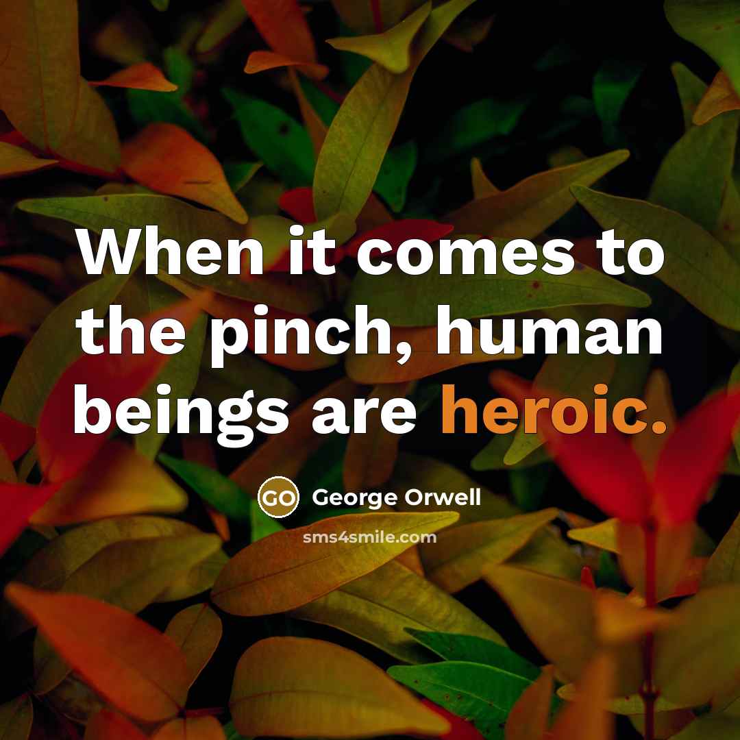 “When it comes to the pinch, human beings are heroic.…” quote by George Orwell