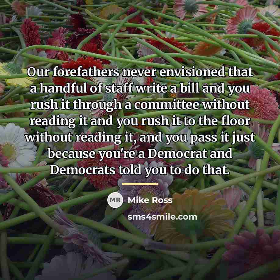 “Our forefathers never envisioned that a handful of staff write…” quote by Mike Ross
