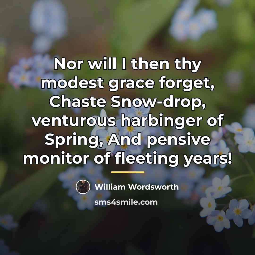 “Nor will I then thy modest grace forget, Chaste Snow-drop,…” quote by William Wordsworth