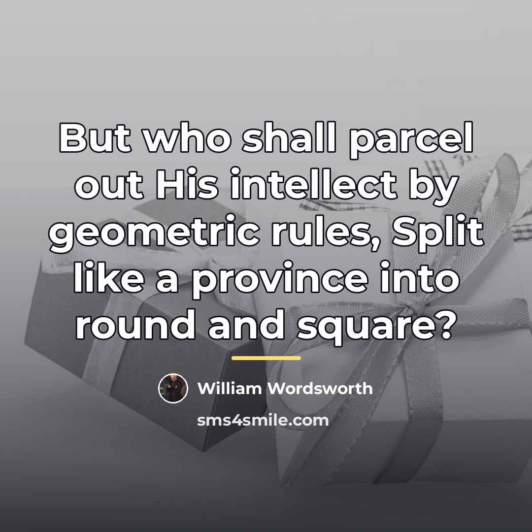 “But who shall parcel out His intellect by geometric rules,…” quote by William Wordsworth