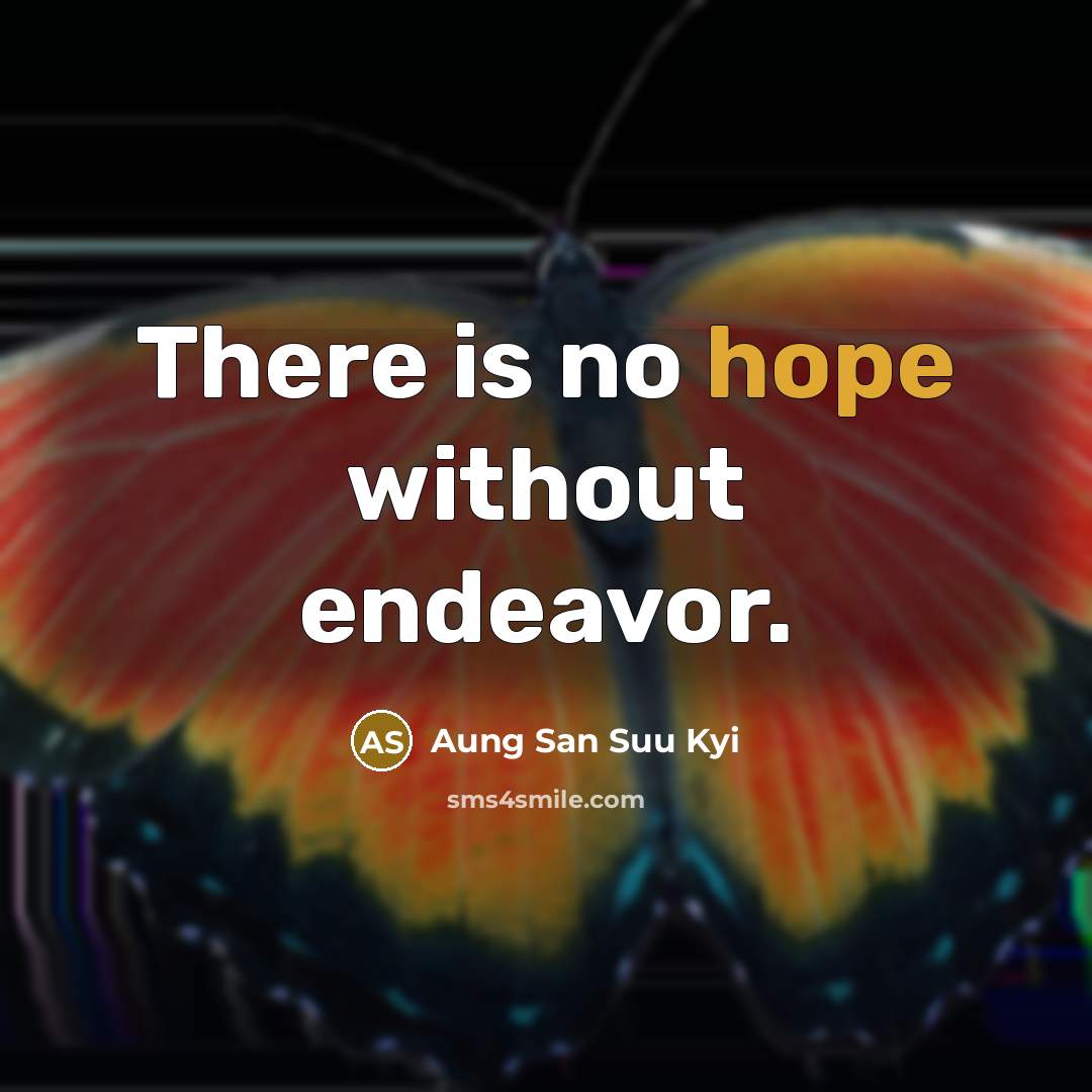 “There is no hope without endeavor.…” quote by Aung San Suu Kyi