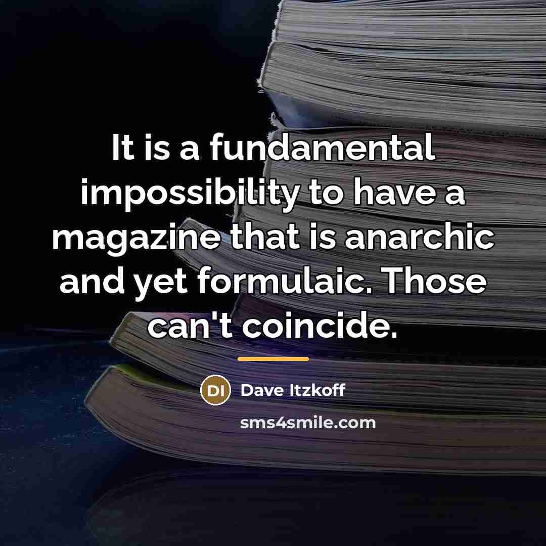 “It is a fundamental impossibility to have a magazine that…” quote by Dave Itzkoff