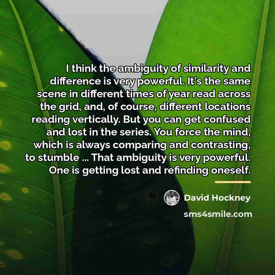 “I think the ambiguity of similarity and difference is very…” quote by David Hockney