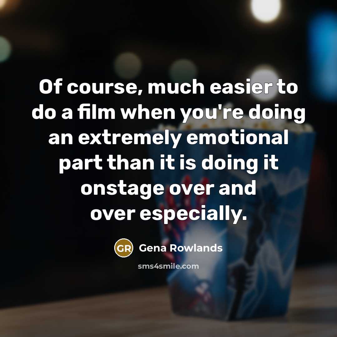 “Of course, much easier to do a film when you're…” quote by Gena Rowlands
