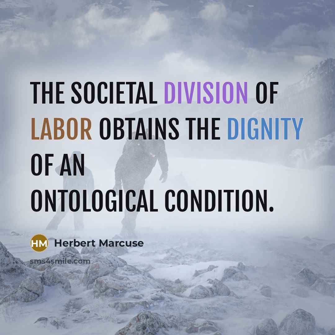 “The societal division of labor obtains the dignity of an…” quote by Herbert Marcuse