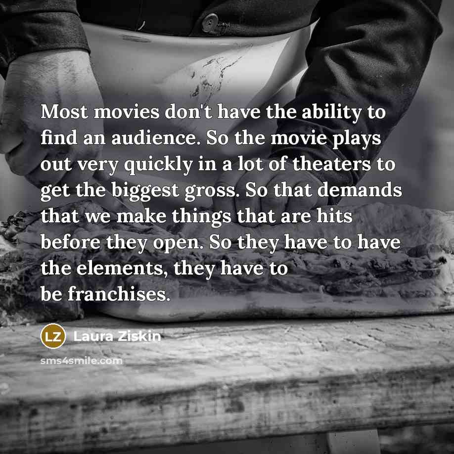 “Most movies don't have the ability to find an audience.…” quote by Laura Ziskin
