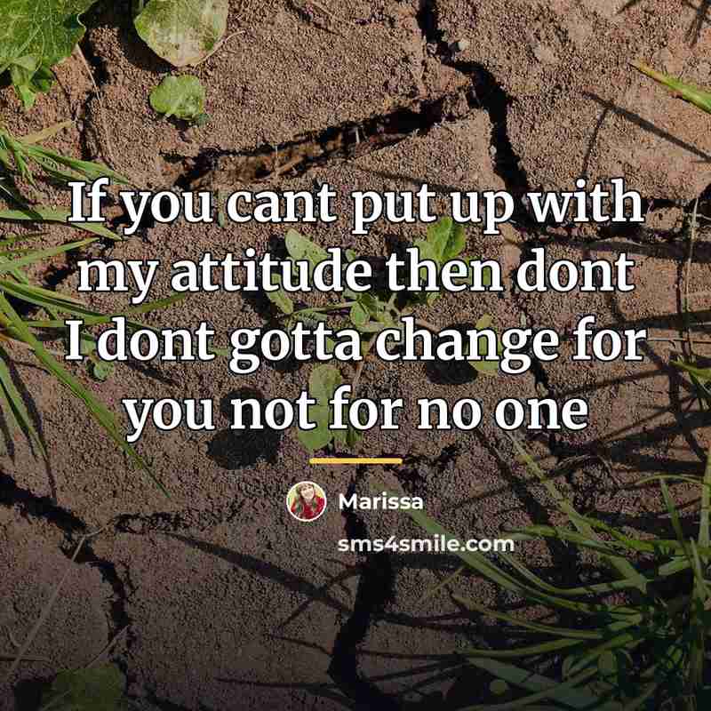 “If you cant put up with my attitude then dont…” quote by Marissa