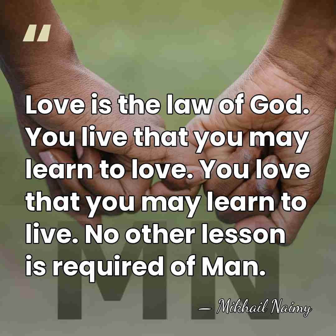 Love is the law of God. You live that you may learn&hellip; - Mikhail Naimy