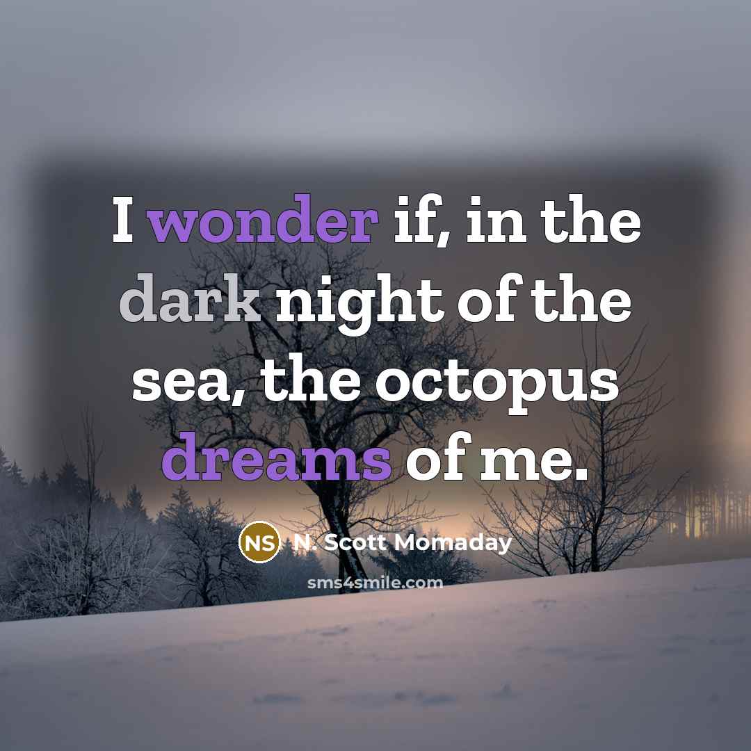 “I wonder if, in the dark night of the sea,…” quote by N. Scott Momaday
