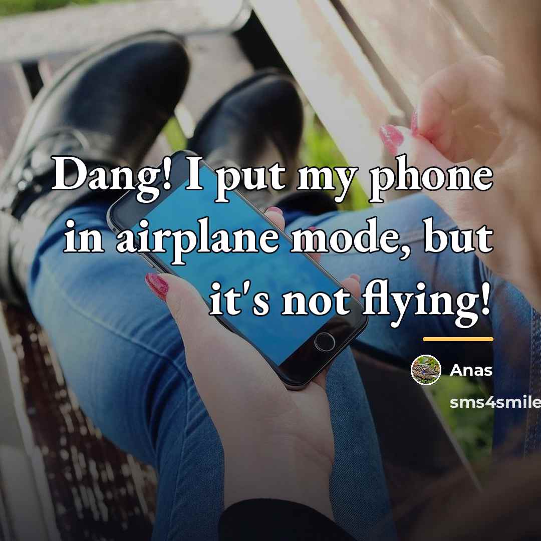 “Dang! I put my phone in airplane mode, but it's…” quote by Anas
